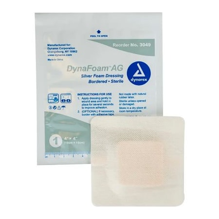 Dynarex Dynarex Dynafoam AG Bordered Silver Dressing, 4inL x 4inW, 10 Pcs 3049